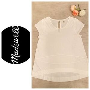 Madewell white high-low‎ T-shirt w/ keyhole back size XS casual lightweight